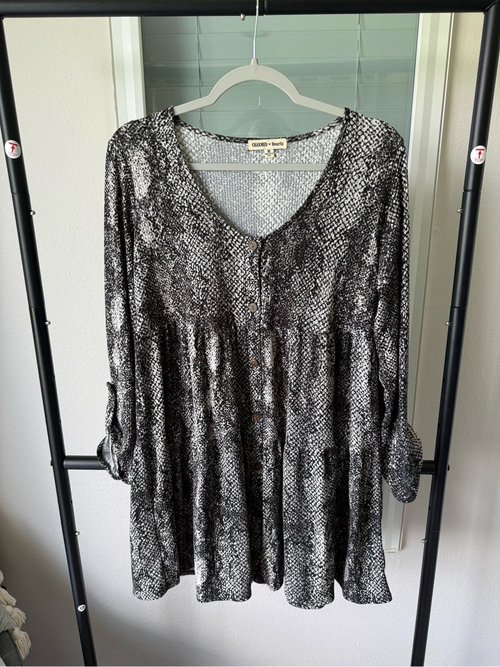 Baby doll Black & White Snakeskin Print Mini dress